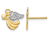 14K Yellow Gold Angel with Heart Post Earrings